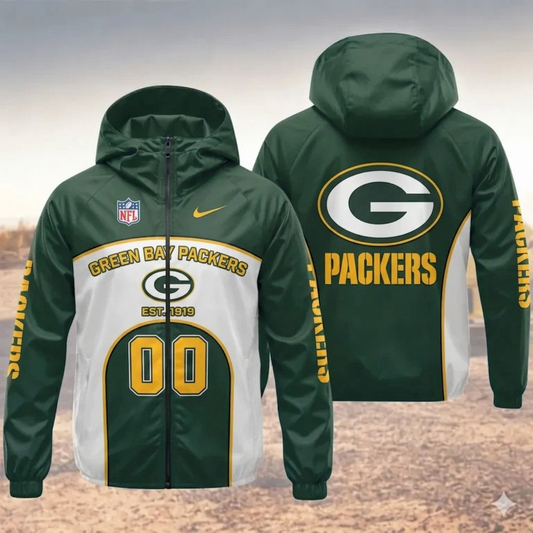 [TOUCHDOWN DEAL] NEW CUSTOMIZED NFL08 GBP GREEN BAY PACKERS WINDBREAKER JACKET