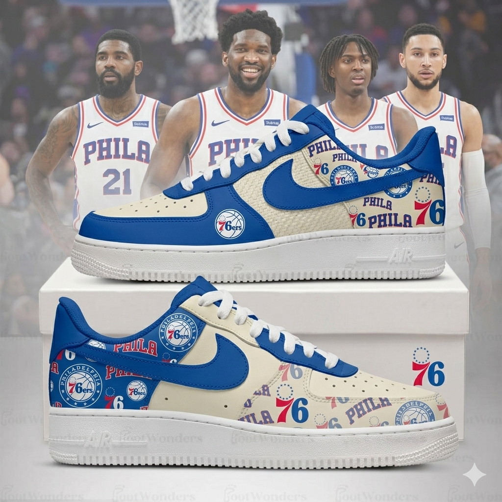 [SLAM DUNK DEAL] NEW CUSTOMIZED NBA26 P76 PHILADELPHIA 76ERS AF1 SHOES