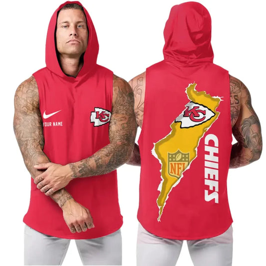 [TOUCHDOWN DEAL] NEW CUSTOMIZED NFL01 KCC KANSAS CITY CHIEFS HOODED TANK TOP