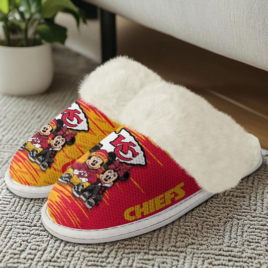 [TOUCHDOWN DEAL] NEW CUSTOMIZED NFL01 KCC KANSAS CITY CHIEFS COTTON SLIPPERS