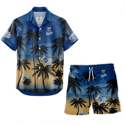 [HOMERUN DEAL] NEW CUSTOMIZED MLB19 KCR KANSAS CITY ROYALS UNISEX HAWAIIAN SHIRT & SHORTS SET