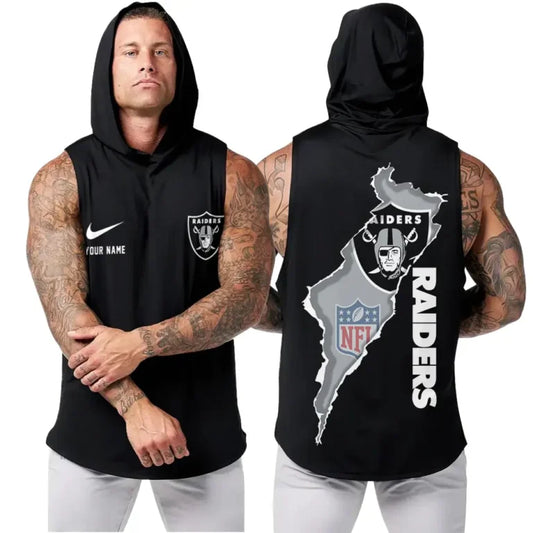 [TOUCHDOWN DEAL] NEW CUSTOMIZED NFL07 LVR LAS VEGAS RAIDERS HOODED TANK TOP
