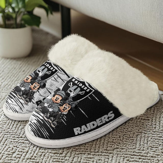 [TOUCHDOWN DEAL] NEW CUSTOMIZED NFL07 LVR LAS VEGAS RAIDERS COTTON SLIPPERS