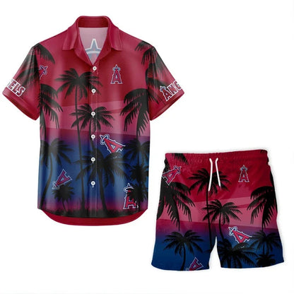 [HOMERUN DEAL] NEW CUSTOMIZED MLB27 LAA LOS ANGELES ANGELS UNISEX HAWAIIAN SHIRT & SHORTS SET