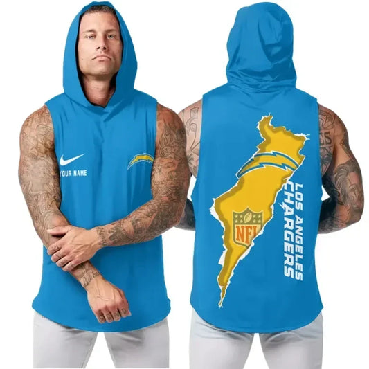 [TOUCHDOWN DEAL] NEW CUSTOMIZED NFL09 LAC LOS ANGELES CHARGERS HOODED TANK TOP