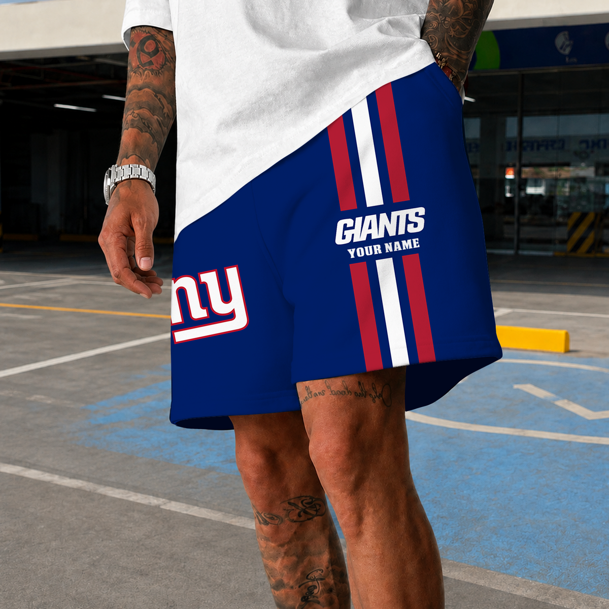 [TOUCHDOWN DEAL] NEW CUSTOMIZED NFL32 NYG NEW YORK GIANTS SHORT PANTS