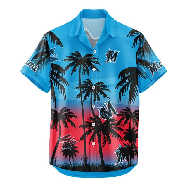 [HOMERUN DEAL] NEW CUSTOMIZED MLB20 MMS MIAMI MARLINS UNISEX HAWAIIAN SHIRT & SHORTS SET