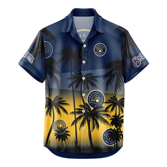 [HOMERUN DEAL] NEW CUSTOMIZED MLB15 MBS MILWAUKEE BREWERS UNISEX HAWAIIAN SHIRT & SHORTS SET