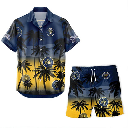 [HOMERUN DEAL] NEW CUSTOMIZED MLB15 MBS MILWAUKEE BREWERS UNISEX HAWAIIAN SHIRT & SHORTS SET