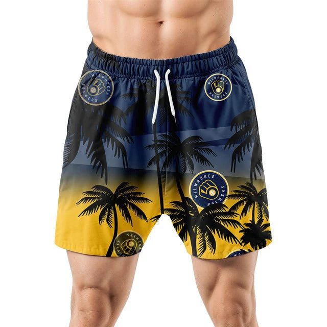 [HOMERUN DEAL] NEW CUSTOMIZED MLB15 MBS MILWAUKEE BREWERS UNISEX HAWAIIAN SHIRT & SHORTS SET