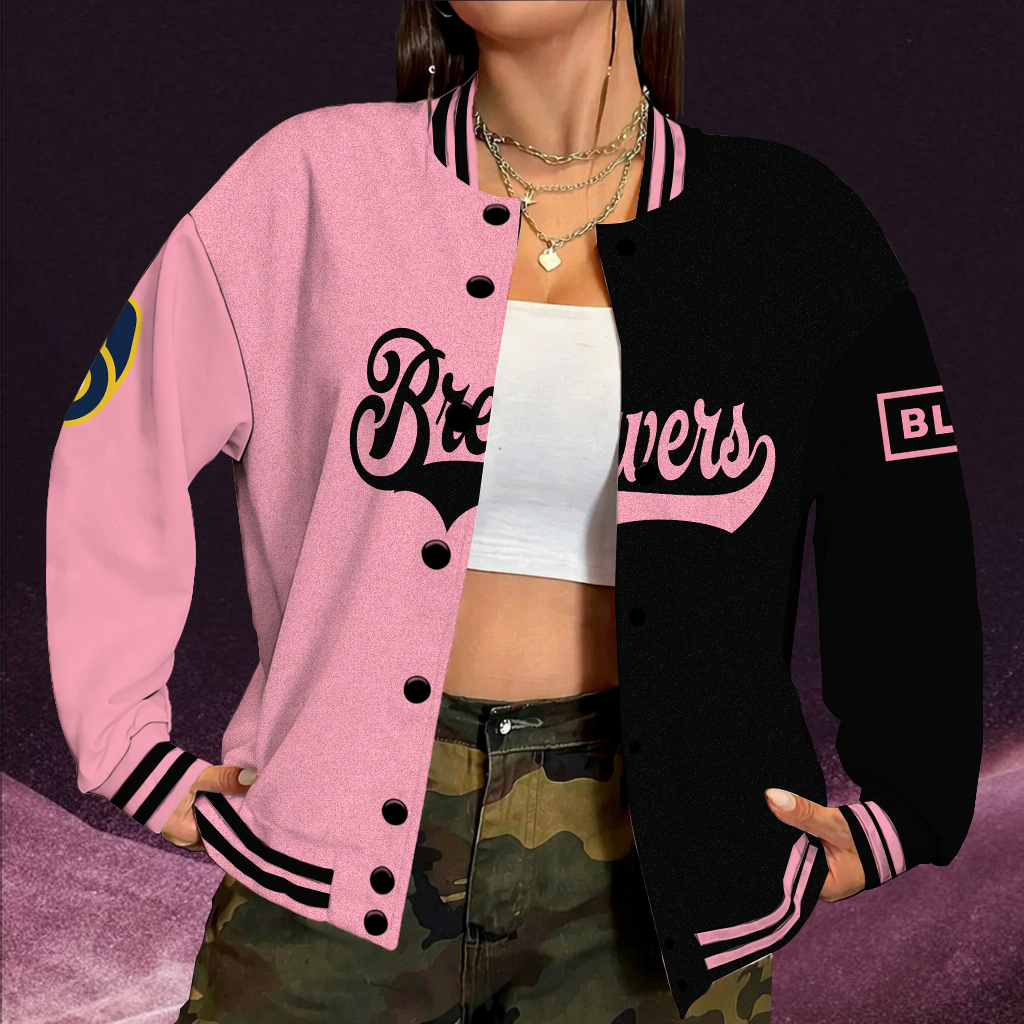 [HOMERUN DEAL] NEW CUSTOMIZED MLB15 MBS MILWAUKEE BREWERS SATIN VARSITY & BASEBALL JACKET