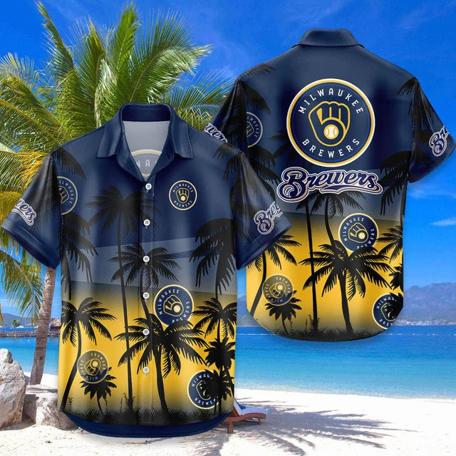 [HOMERUN DEAL] NEW CUSTOMIZED MLB15 MBS MILWAUKEE BREWERS UNISEX HAWAIIAN SHIRT & SHORTS SET