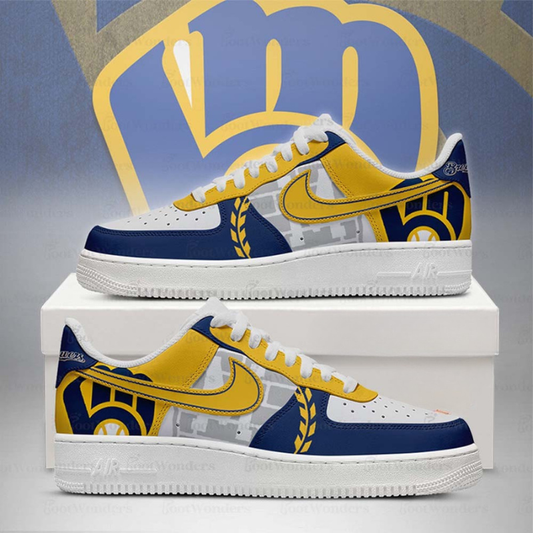 [HOMERUN DEAL] NEW CUSTOMIZED MLB15 MW BREWERS AF1 SHOES