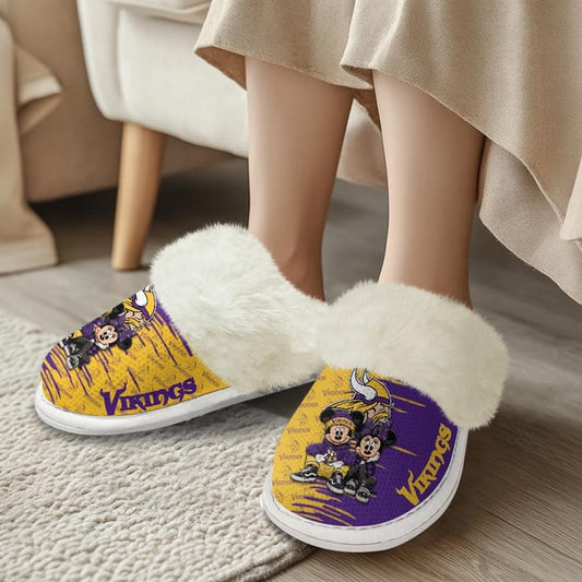 [TOUCHDOWN DEAL] NEW CUSTOMIZED NFL05 MVK MINNESOTA VIKINGS COTTON SLIPPERS