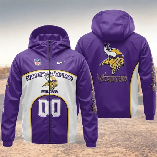 [TOUCHDOWN DEAL] NEW CUSTOMIZED NFL05 MVK MINNESOTA VIKINGS WINDBREAKER JACKET