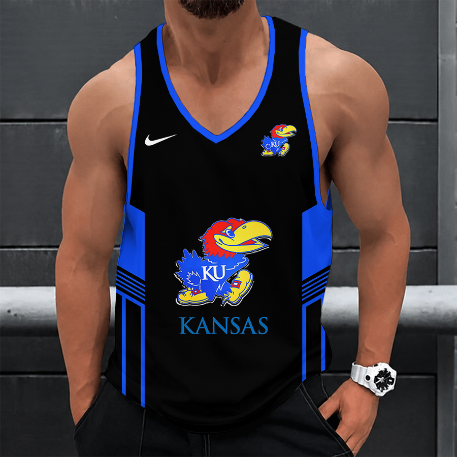 [SLAM DUNK DEAL] NEW CUSTOMIZED NCAA MAM01 KSJ KANSAS JAYHAWKS STRAPPY UNISEX TANK TOP