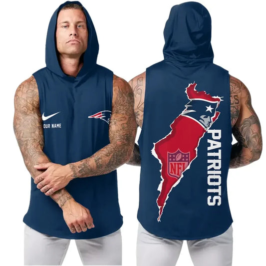[TOUCHDOWN DEAL] NEW CUSTOMIZED NFL27 NEP NEW ENGLAND PATRIOTS HOODED TANK TOP