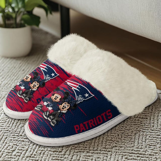 [TOUCHDOWN DEAL] NEW CUSTOMIZED NFL27 NEP NEW ENGLAND PATRIOTS COTTON SLIPPERS