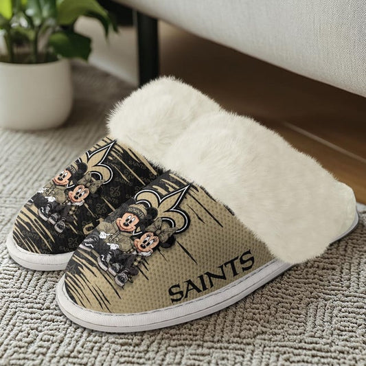 [TOUCHDOWN DEAL] NEW CUSTOMIZED NFL24 NOS NEW ORLEANS SAINTS COTTON SLIPPERS