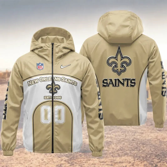 [TOUCHDOWN DEAL] NEW CUSTOMIZED NFL24 NOS NEW ORLEANS SAINTS WINDBREAKER JACKET