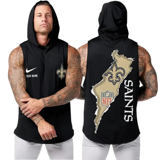 [TOUCHDOWN DEAL] NEW CUSTOMIZED NFL24 NOS NEW ORLEANS SAINTS HOODED TANK TOP