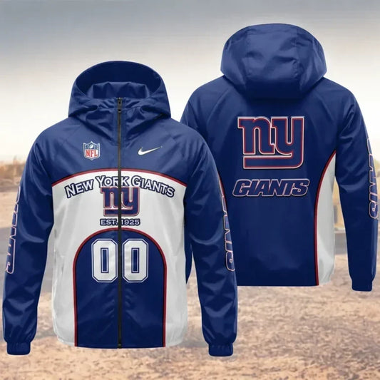 [TOUCHDOWN DEAL] NEW CUSTOMIZED NFL32 NYG NEW YORK GIANTS WINDBREAKER JACKET