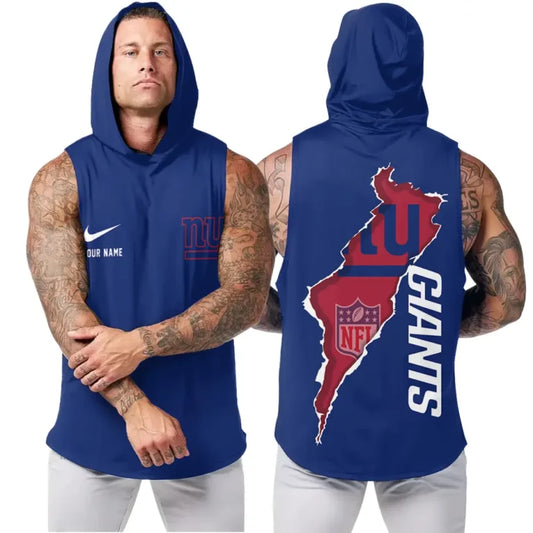 [TOUCHDOWN DEAL] NEW CUSTOMIZED NFL32 NYG NEW YORK GIANTS HOODED TANK TOP