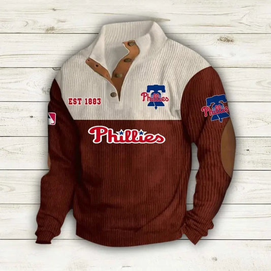 [HOMERUN DEAL] NEW CUSTOMIZED MLB11 PPS PHILADELPHIA PHILLIES BUTTON SWEATSHIRTS STAND COLLAR