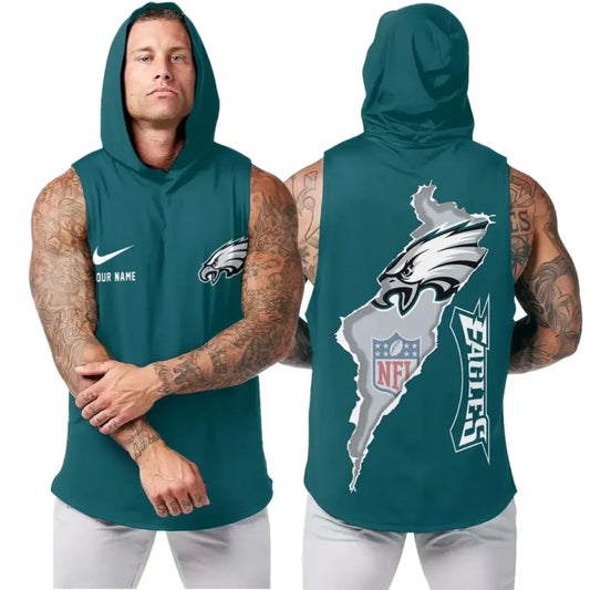 [TOUCHDOWN DEAL] NEW CUSTOMIZED NFL02 PPE PHILADELPHIA EAGLES HOODED TANK TOP