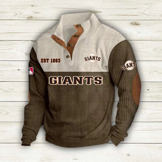 [HOMERUN DEAL] NEW CUSTOMIZED MLB06 SFG SAN FRANCISCO GIANTS BUTTON SWEATSHIRTS STAND COLLAR