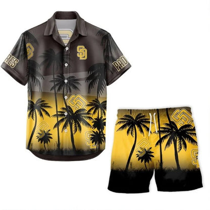 [HOMERUN DEAL] NEW CUSTOMIZED MLB18 SDP SAN DIEGO PADRES UNISEX HAWAIIAN SHIRT & SHORTS SET