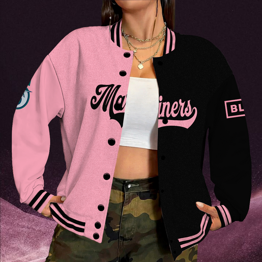[HOMERUN DEAL] NEW CUSTOMIZED MLB14 SMS SEATTLE MARINERS SATIN VARSITY & BASEBALL JACKET