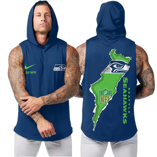 [TOUCHDOWN DEAL] NEW CUSTOMIZED NFL06 SSH SEATTLE SEAHAWKS HOODED TANK TOP