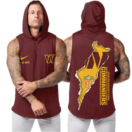 [TOUCHDOWN DEAL] NEW CUSTOMIZED NFL12 WTC WASHINGTON COMMANDERS HOODED TANK TOP